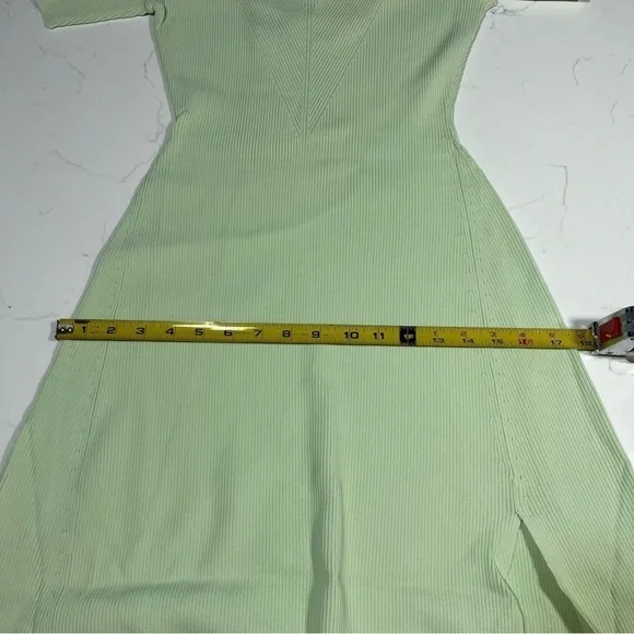 Maje Pastel Green Ribbed Knit Tie Back Midi Dress 38 - Picture 13 of 15